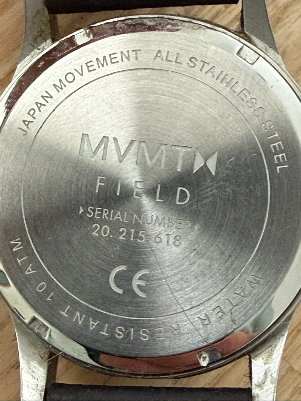 MVMT by Movado Field Watch Gray Dial Leather Strap Date New Crystal and Battery